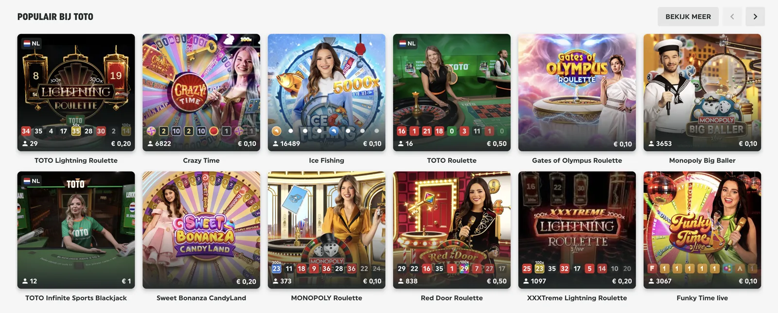 TOTO live casino selectie