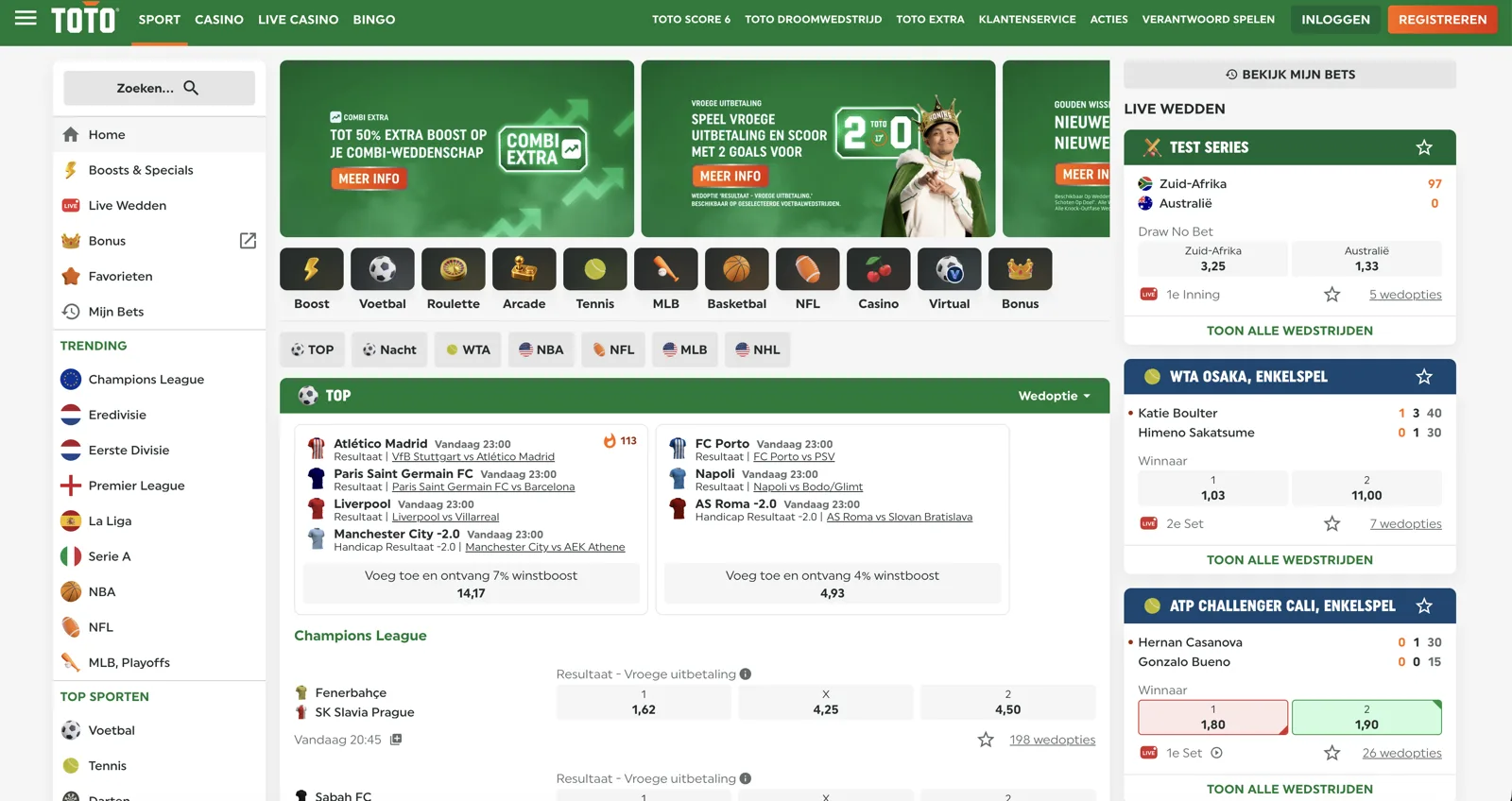 TOTO sportoverzicht