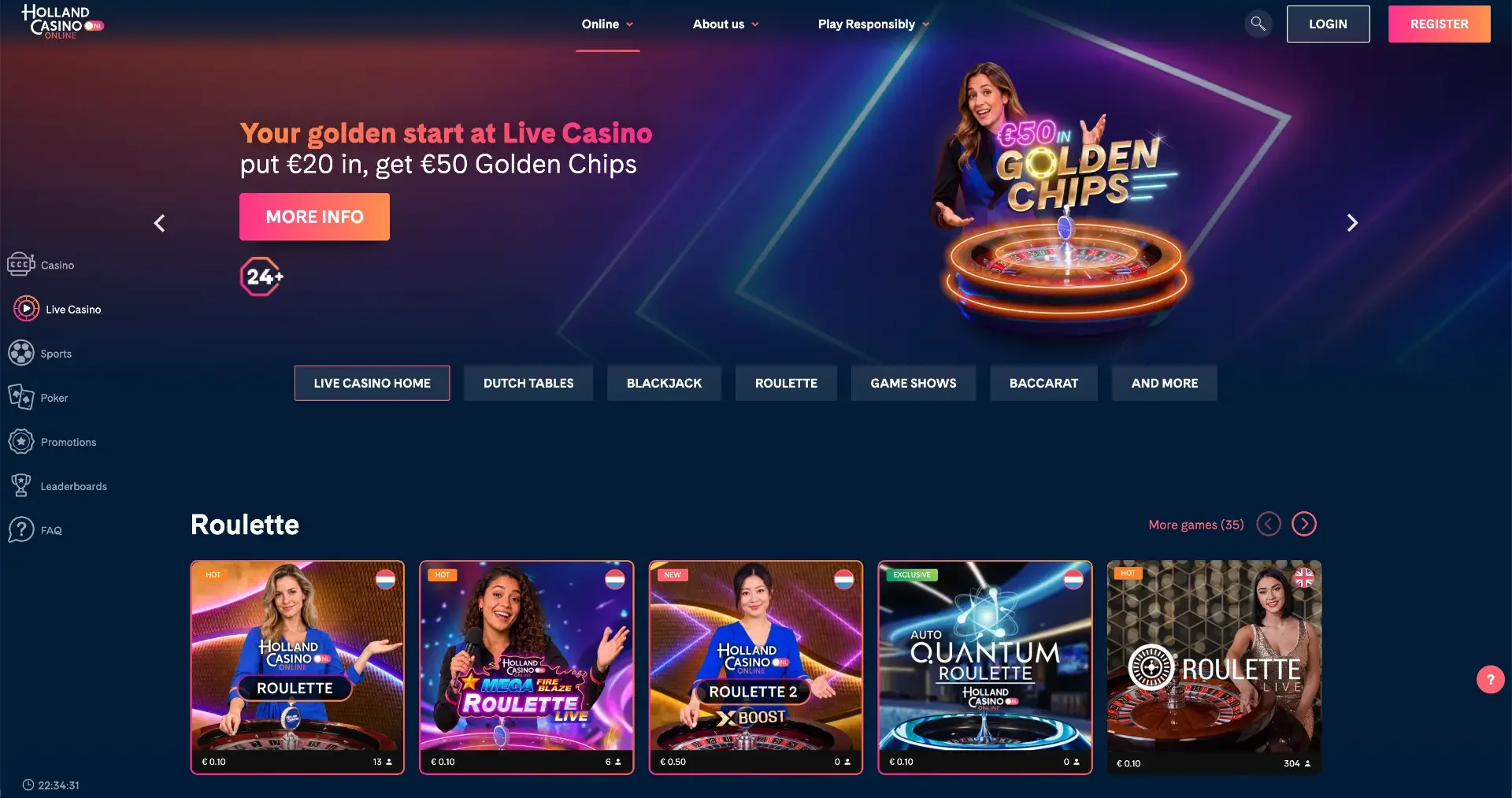 Live tafels Holland Casino