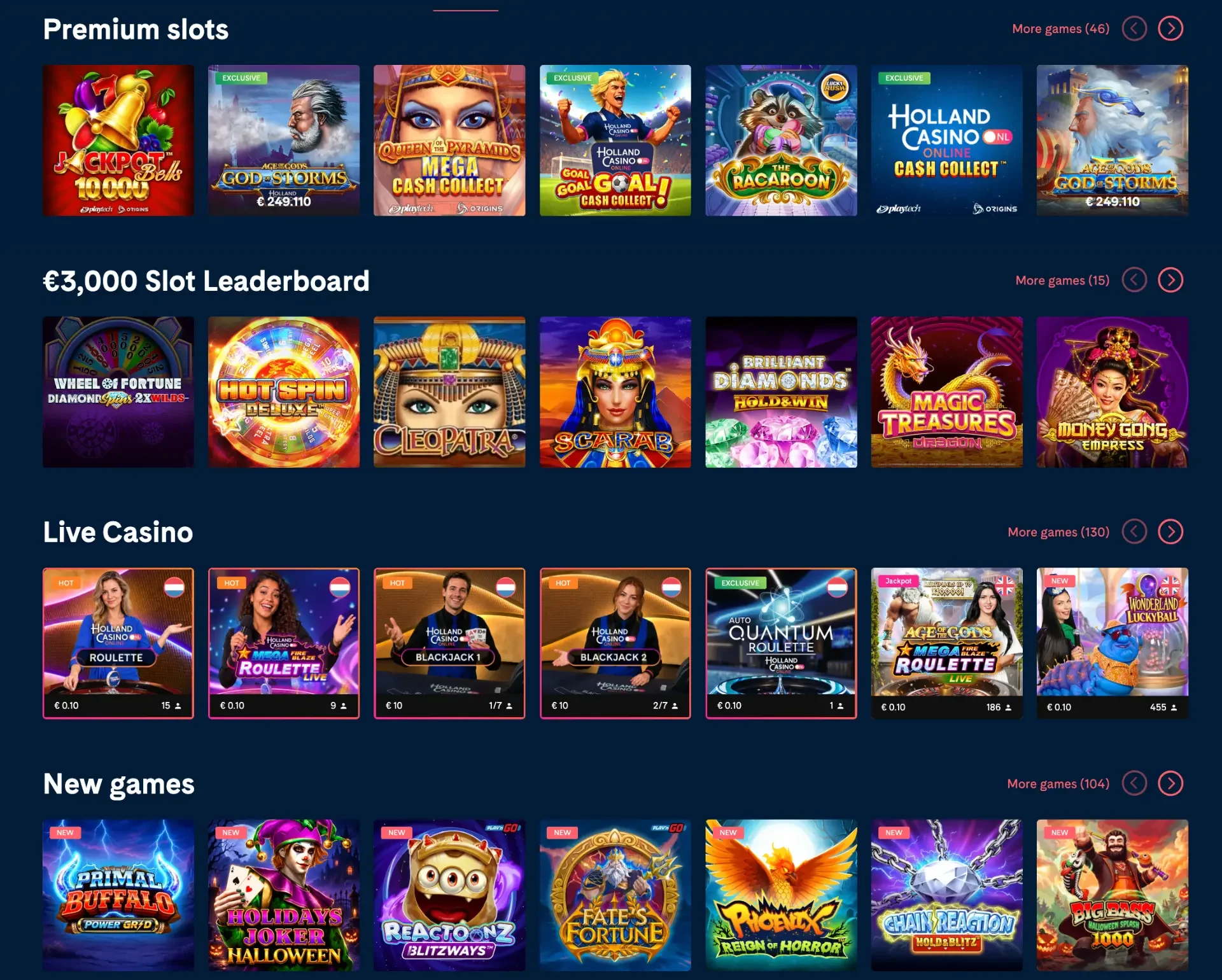 Spellen in de Holland Casino lobby
